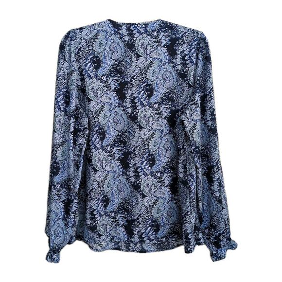 JOIE Parisian Paisley Peasant Top Blue Long Sleeve Tie Neck Women's Medium - Picture 3 of 6
